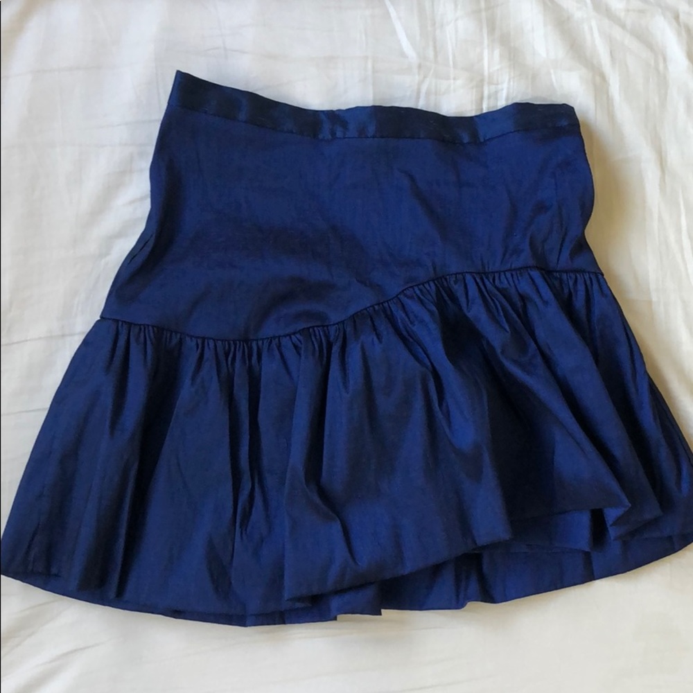 ASOS metallic blue asymmetric ruffle skirt